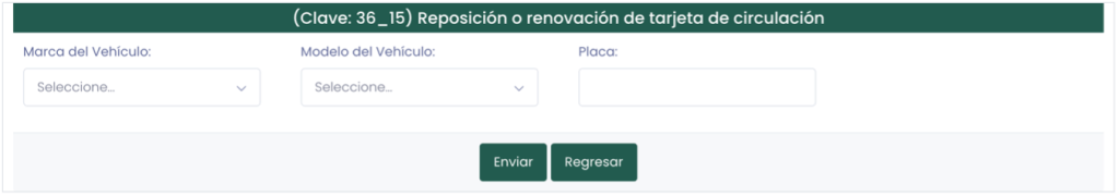Portal de renovación o reposición de tarjeta de circulación